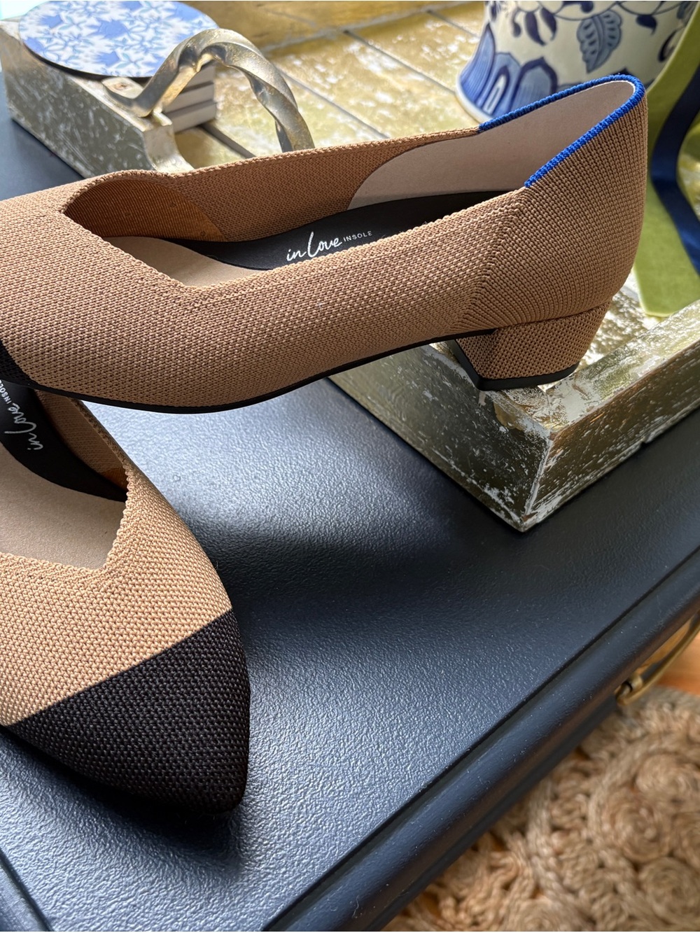 Rothy's Two-Tone Beige and Black  Knit Shoe - Picture 2 of 4